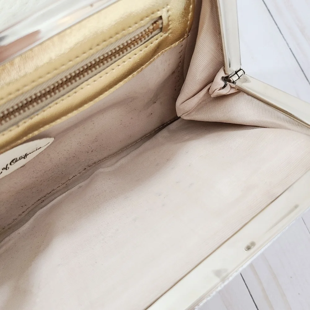 Vintage 60s 70s metallic silver clutch evening bag